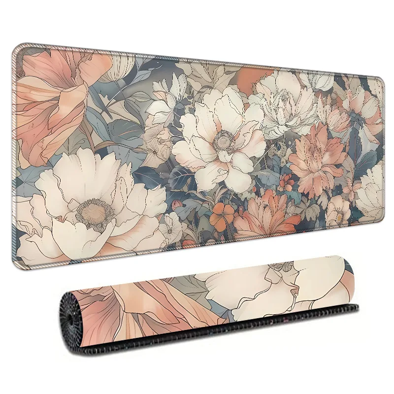 

Boho Japanese Floral Desk Mat for Desktop Large XXL Gaming Mouse Pad Extended Deskpad Laptop Keyboard Computer Mat Office Decor