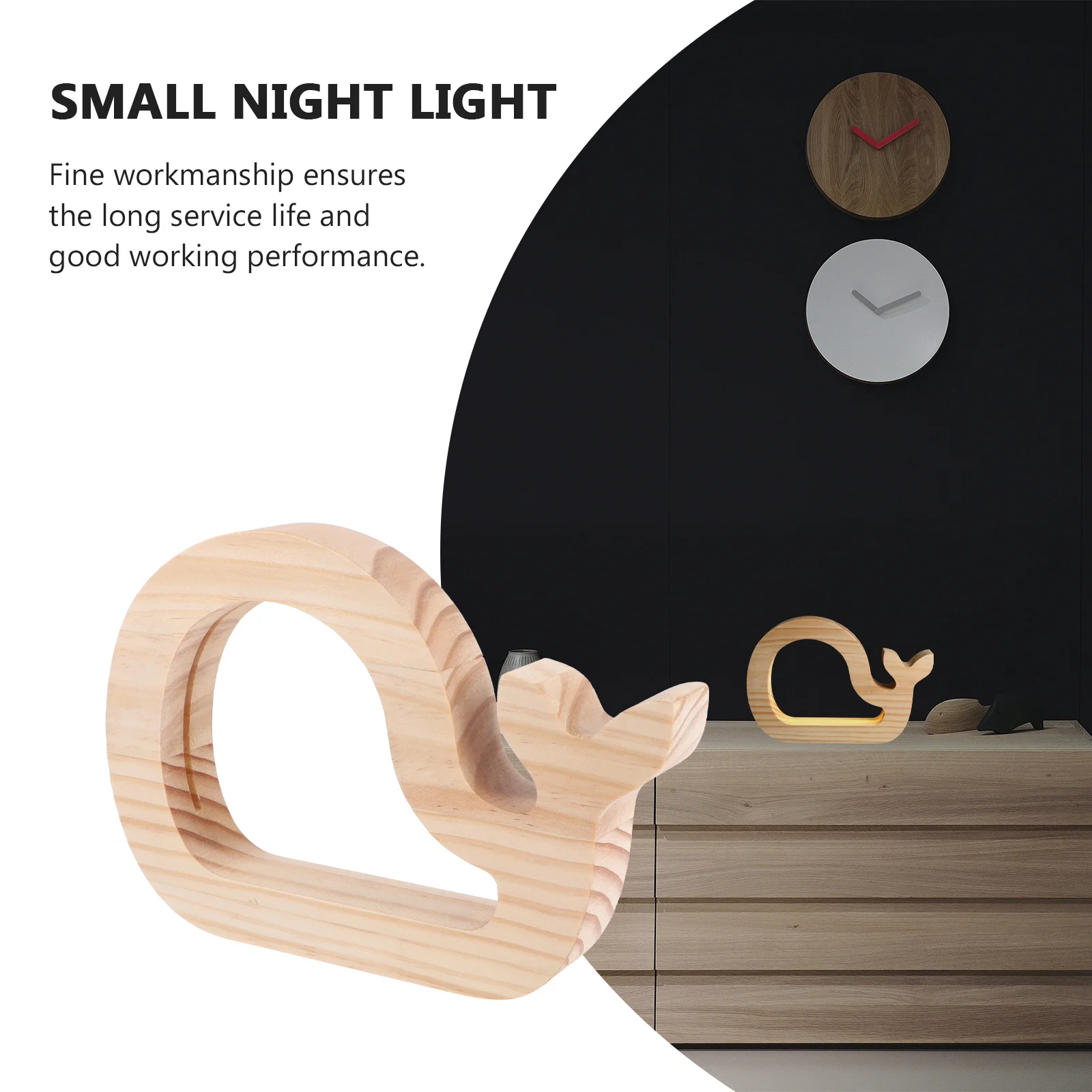 

1Pcs Whale Shaped Night Lamp Rechargeable Wooden Night Light for Bedroom Creative Bedside Lamp Decorative Room Light