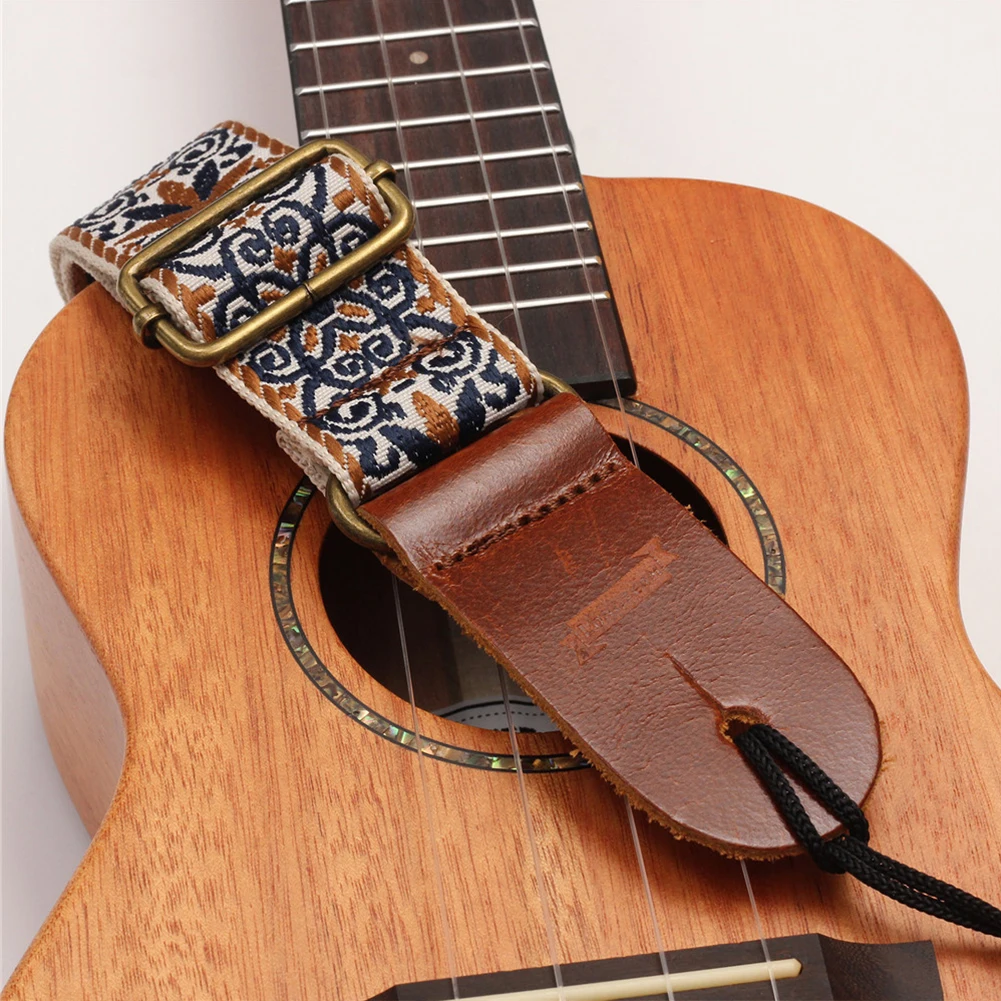 الغيتار باس حزام التطريز نمط القيثارة بوهو حزام الكتف قابل للتعديل نمط العرقية للجيتار الكلاسيكي مندولين البانجو