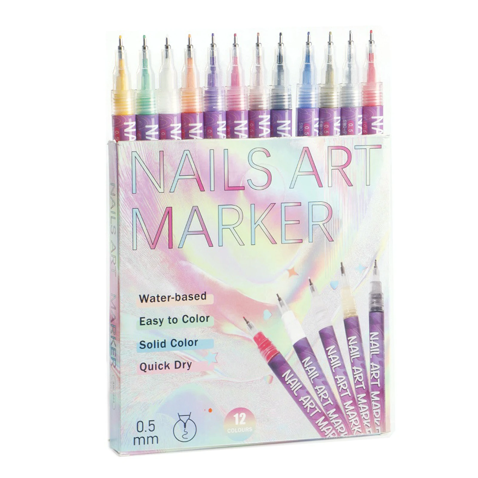 12 Colors Nail Art Dotting Pen Waterproof Nails Art Markers Quick-drying for Dotting Drawing Painting Point Liner