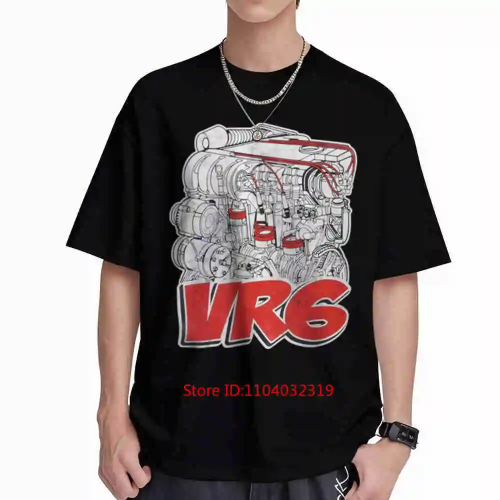 Vintage VR6 Engine Short Sleeve Tee 100% Cotton T-Shirt