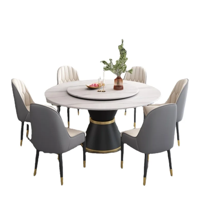 Round Marble Table Dining Room Furniture - Light Luxury Modern Simple Dining Table and Chair Combination