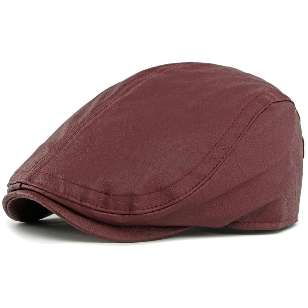

HT4867 Berets Classic PU Leather Hat Caps for Men Women Artist Painter Beret Hat Male Female Ivy Flat Cap Adjustable Beret Caps