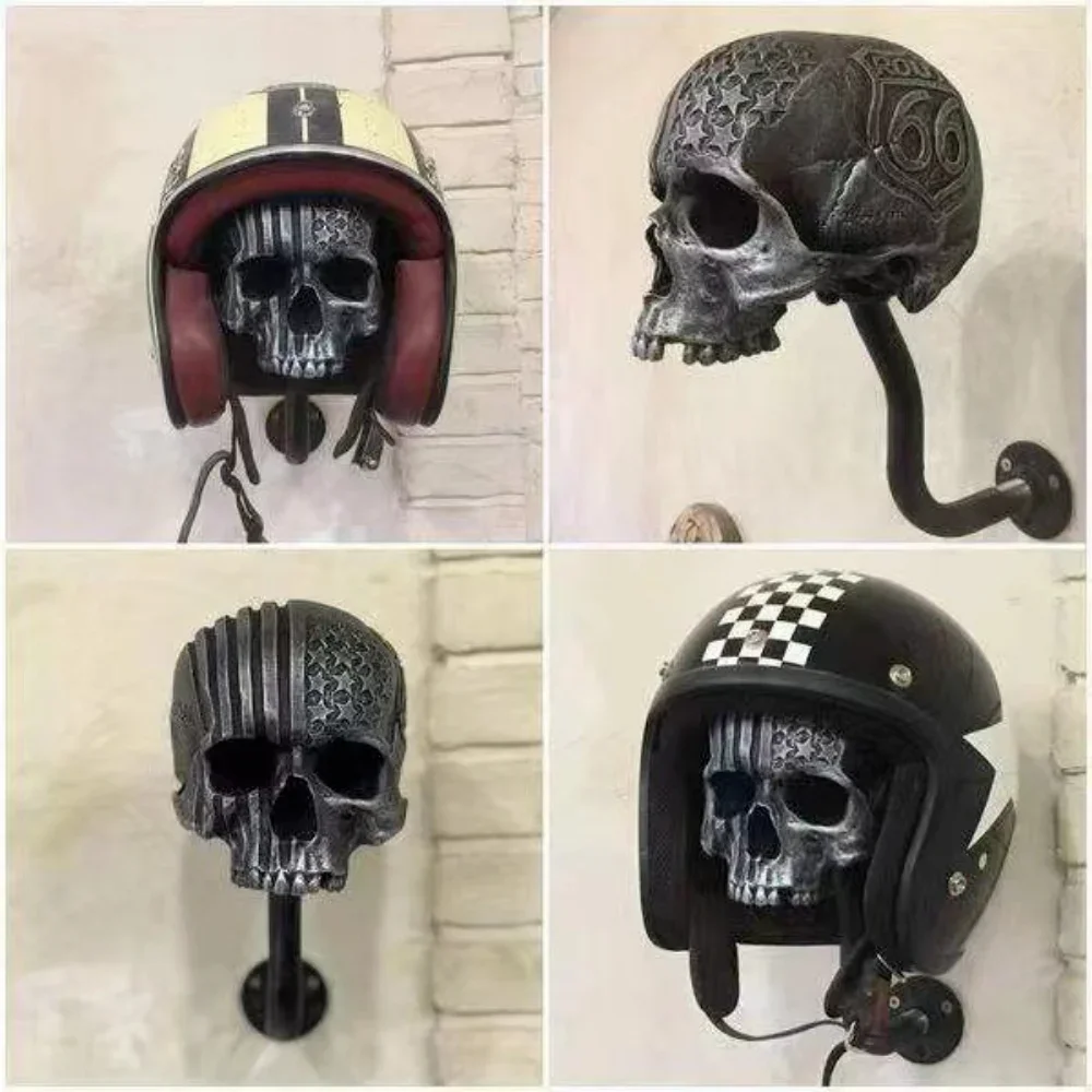 Creative Adult Motorcycle Helmet Holder Halloween skull Decoration Helmet rack Wall Mounted Helmet stand decor for Halloween