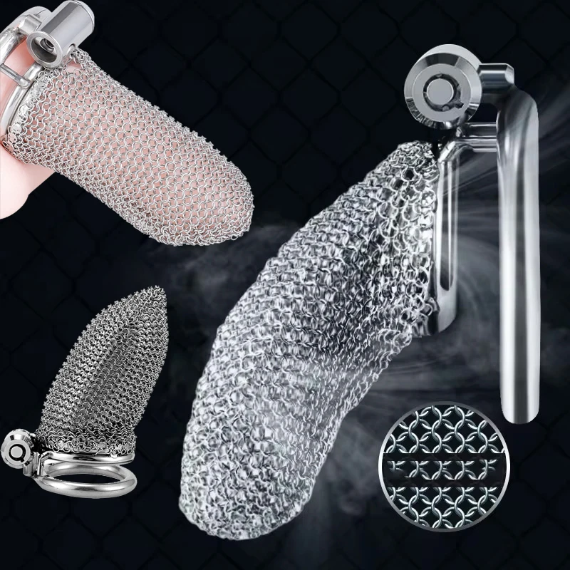 Stainless Steel Hidden Metal Mesh Male Chastity Cage Penis Stainless Steel Hidden Lock Adult Bondage Sex Abstinence Toy