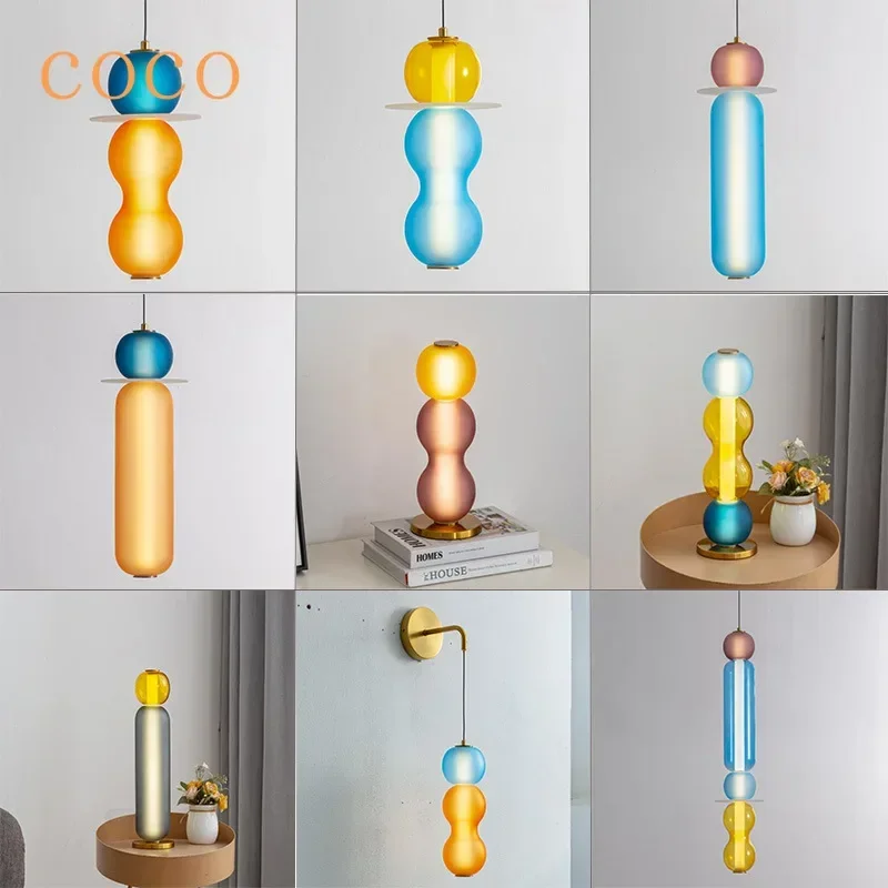 

Pendant Lamps LED Stained Glass Pendant Light Bar Shop Restaurant Dinging Room Creative Bedside Lamp Fixtures