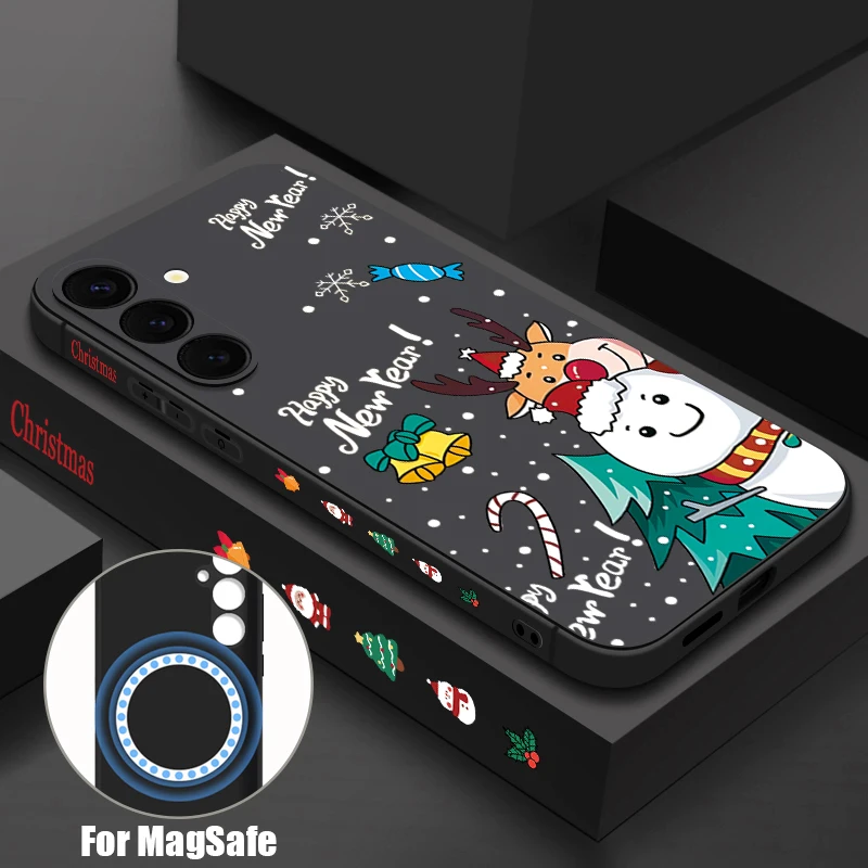 Weihnachten gemusterte weiche TPU Handyhülle für Samsung Galaxy S25 S24 S23 S22 Ultra Plus S20 S21 S23 S24 FE Lanyard magnetische Abdeckung