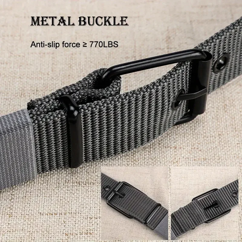1pcs Buckle Canvas BeltsMens Durable Nylon Canvas Belt - Heavy-Duty Tactical Work Belt with Stylish Quick-Release Prong Buckle image 4