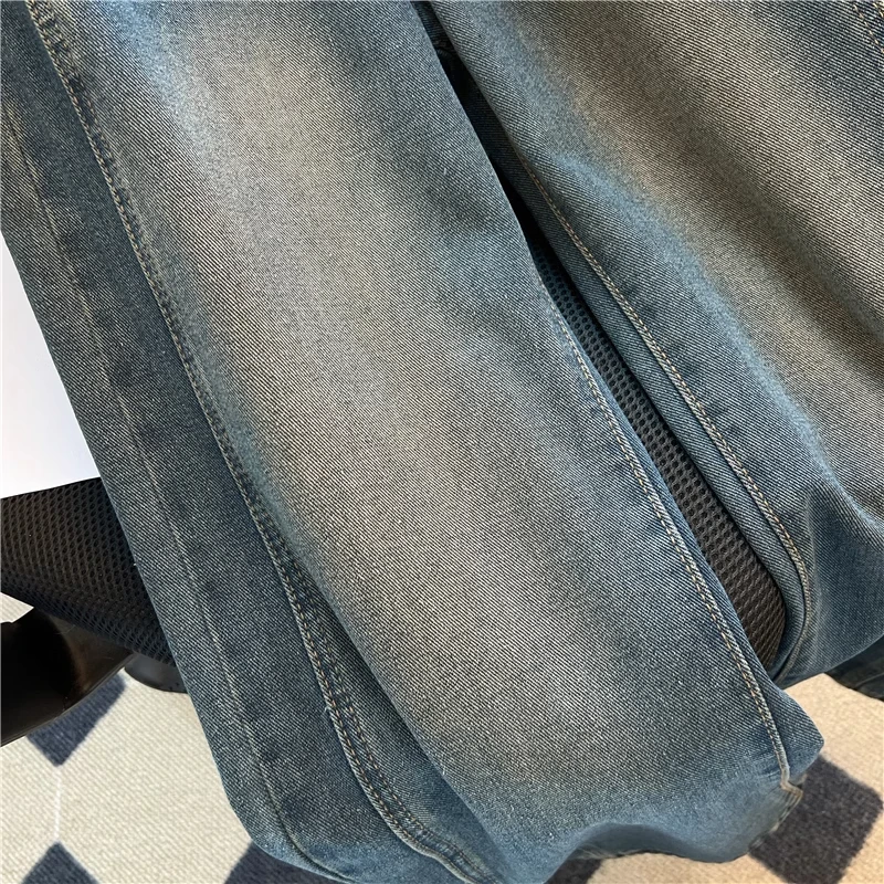 Vintage blauwe patchwork jeans lente herfst retro herenbroek Amerikaanse casual mode Street Style wijde pijpen denim broek