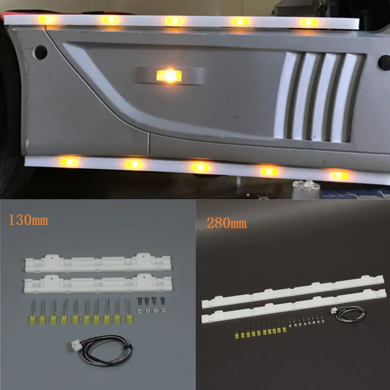 

LED Light Bar Engineering Trailer Side Light for 1/14 Tamiya RC Truck Trailer Tipper Scania 770s Benz Actros Volvo MAN LESU Part