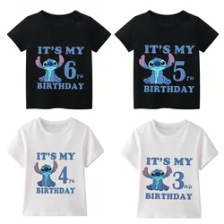 Lilo & Stitch Disney Print Kids Clothes It's My 1 2 3 4 5 6 7 8 9 Years Birthday Boys Girls T Shirt Cute Baby Children T-Shirts