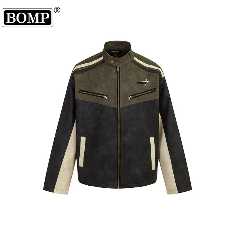 

[BOMP] MODISH Autumn Men's American Trendy High Street Contrast Splicing Jacket Coat New Fashion