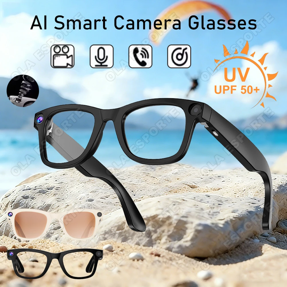 

Умные очки с искусственным интеллектом, 800 Вт, HD-камера, чат, GPT, Bluetooth-вызов, голосовой помощник, управление, навигация, водонепроницаемые умные спортивные очки 2026