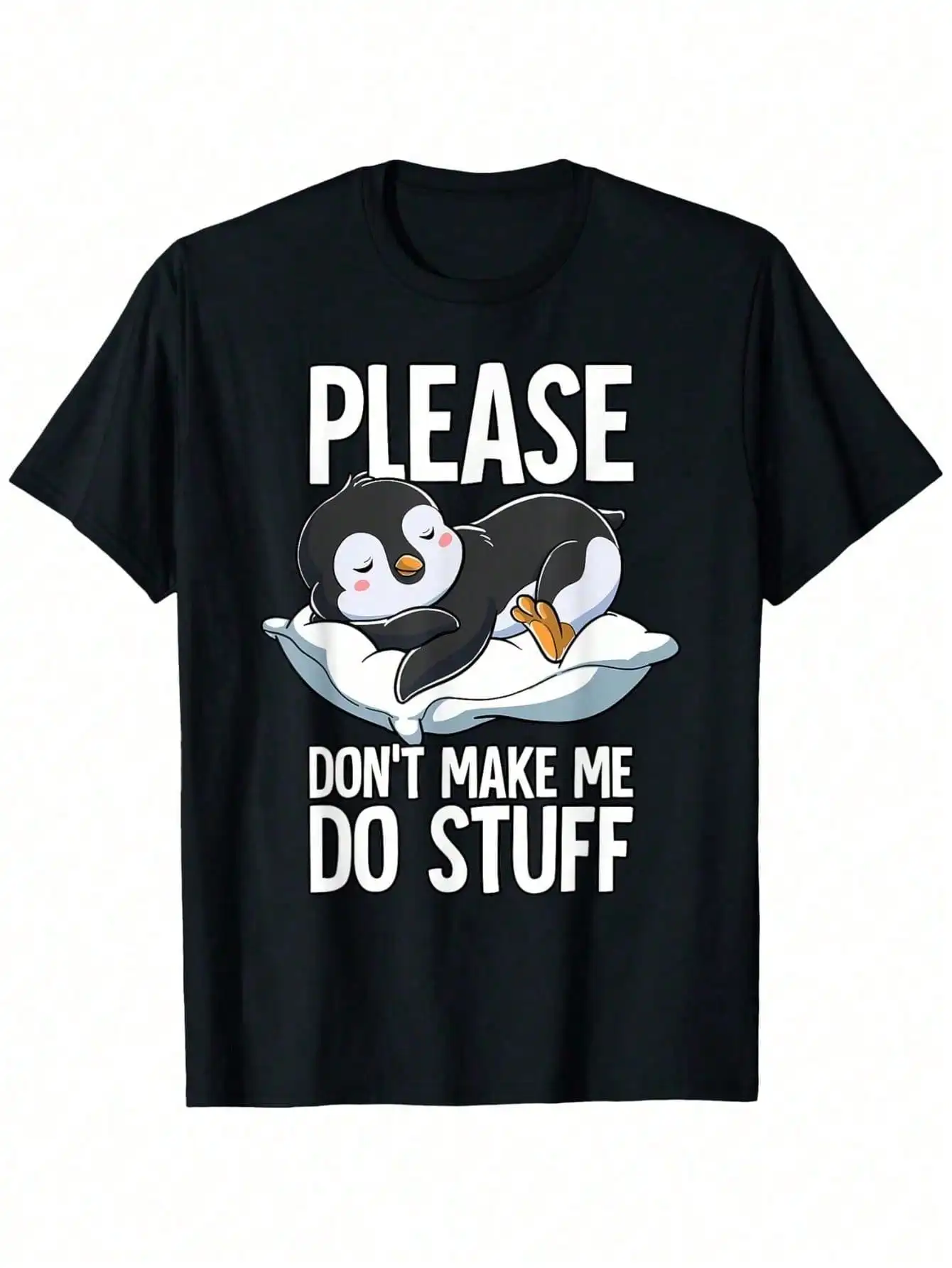 

Men's Casual Cotton T-Shirt with Penguin Print, Crew Neck, Short Sleeve, All-Season Comfort, Breathable & Moisture-Absorbent