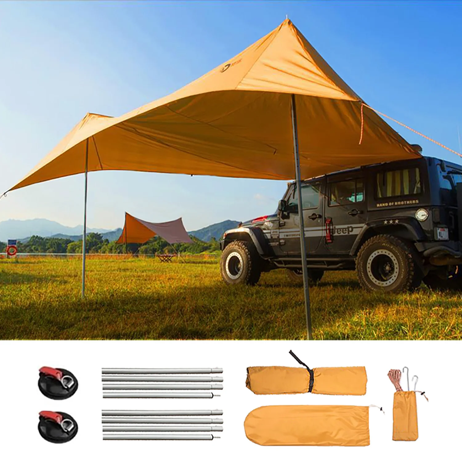 

DANCHEL Outdoor Portable Car Awning 5x3.5m-Suv Canopy Tarp Waterproof Vehicle Roof Rack Awning Sun Shade Shelter for Camping Suv
