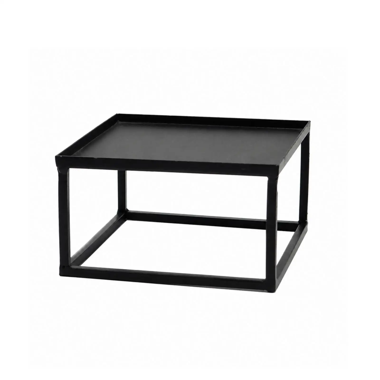 Black Iron Display Stand with Square Tray Base Low-Profile Open-Frame Display
