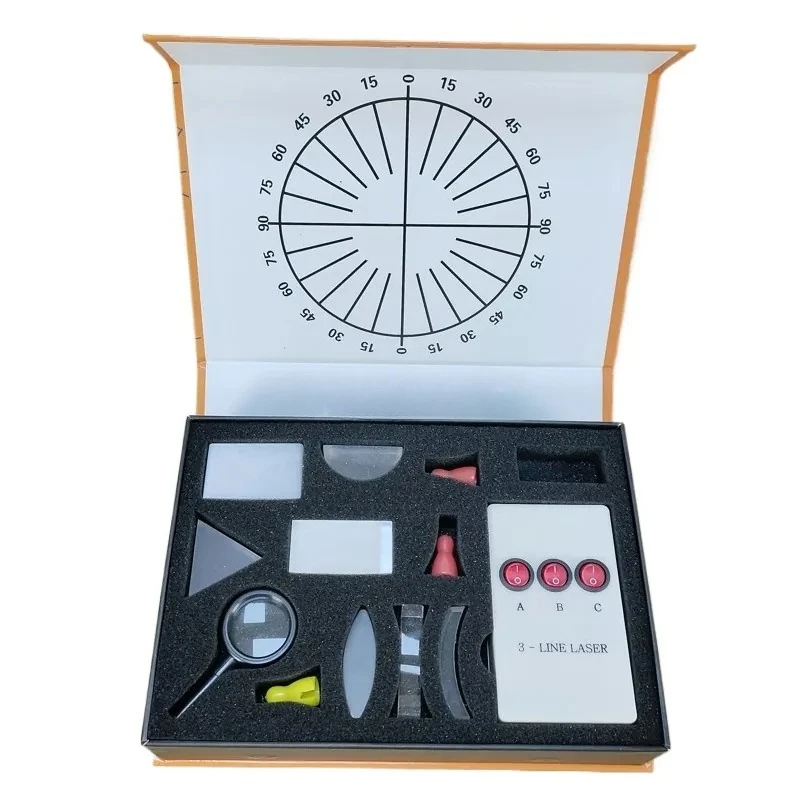 Optical Experiment Box for Ray Box: Three-Line Parallel Light Source for Refraction Law Experiments