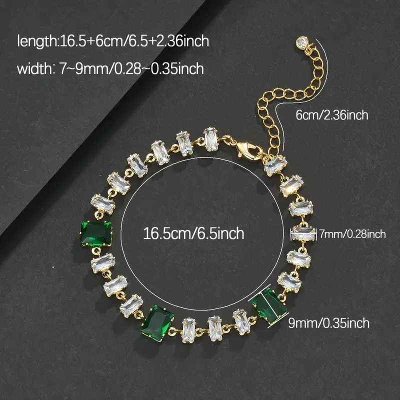 

Men's Adjustable Green White Square Gemstone Bracelet Elegant Jewelry Gift for Thanksgiving Day