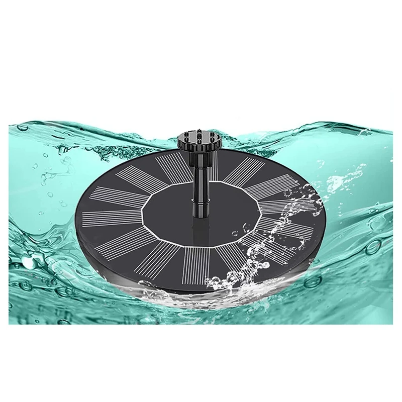 Black Solar Fountain Solar Water Fountain With 6 Nozzles And Fixer, 6.3Inch Solar Fountain Pump For Bird Bath