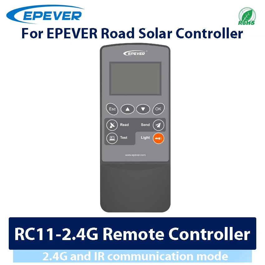 EPEVER 2.4G 원격 컨트롤러, RC11 도로 태양광 컨트롤러, 2.4G IR 무선 통신 모드, 원 키 파라미터 설정