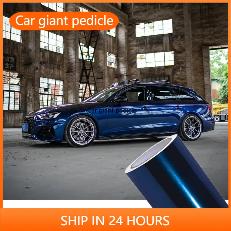 Gloss Metallic Navarra Blue Cyanine Vinyl Wrap Film for Vehicle Coating Suitable for Car Vinyl Stickers Bubble-Free Easy Install