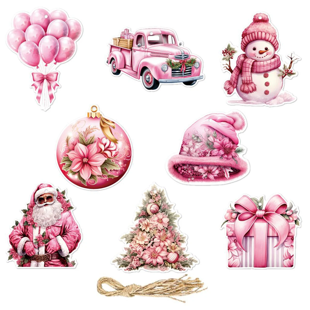 Christmas Hanging Ornaments Candy Nutcracker Gingerbread Pink Paper Christmas Ornaments Christmas Tree Decoration Xmas Decor images - 6