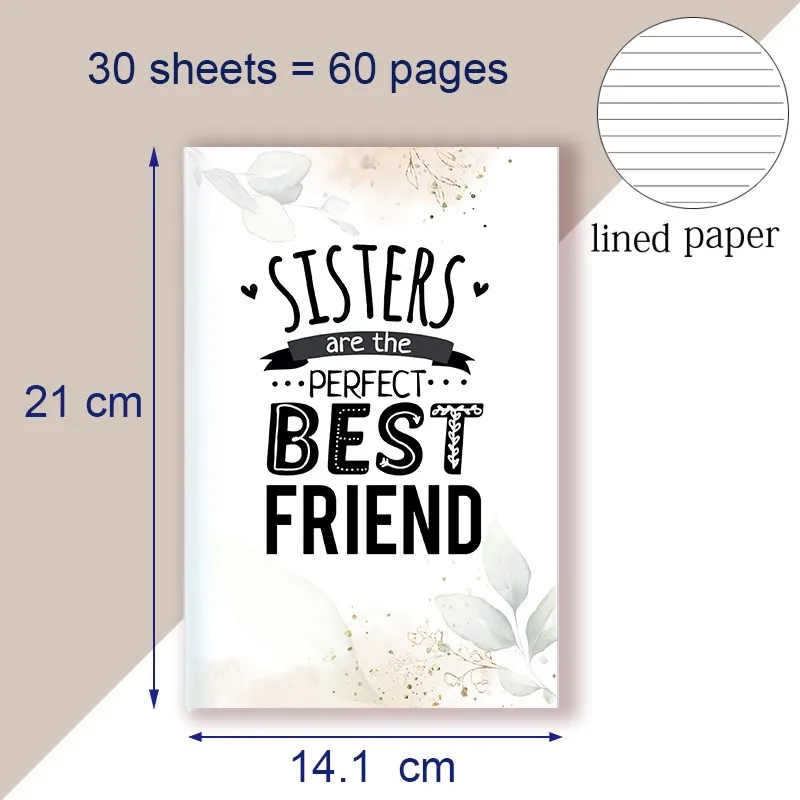 A5 Notebook Note Book Friendship Quote - NOT SISTERS BY BLOOD BUT SISTERS BY HEART - BFF Notepad Journal To Best Friend Gift