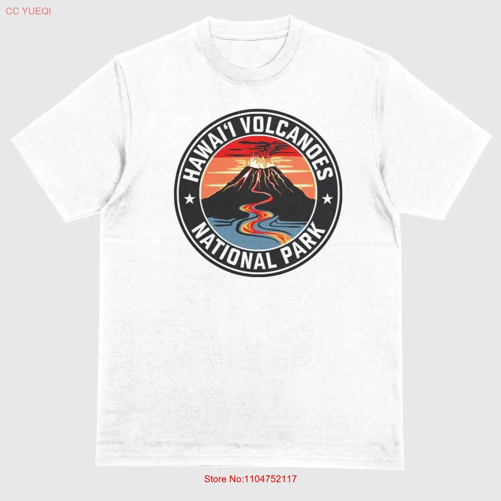 Hawaii Volcanoes National Park T shirt White vintage Washed Breathable Casual streetwear designer clothes graphic
