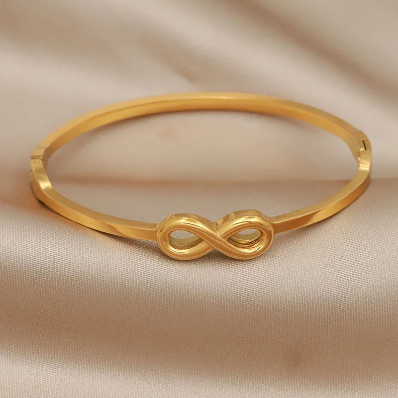 Stainless Steel Metal Twist Bow Bangles Bracelets for Women Fashion Brand Jewelry Unique Thin Bangles Party Accessories Gifts
