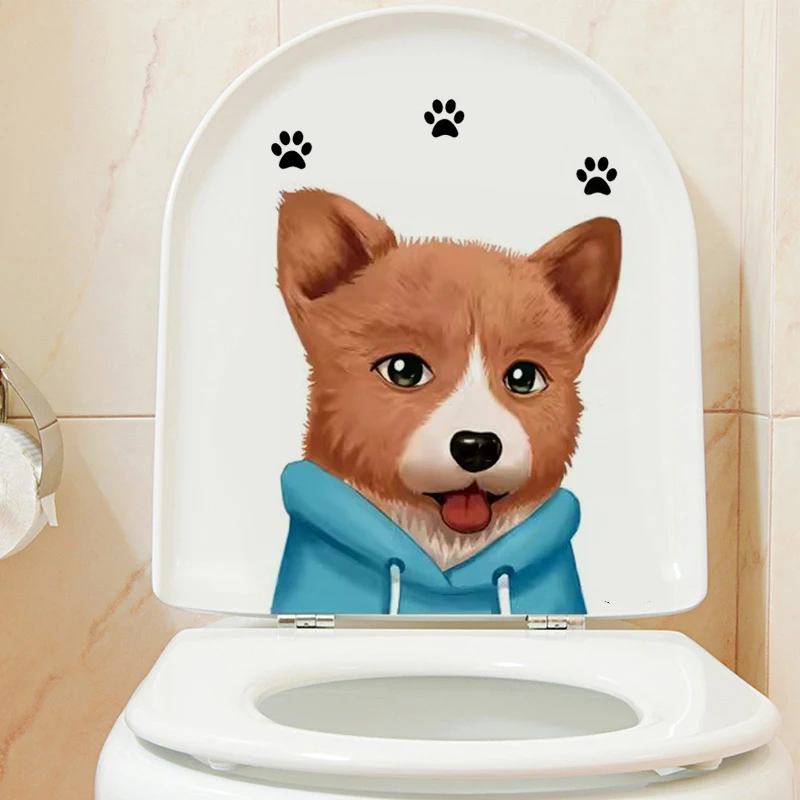 M466 Cute Cartoon Dog Baby Toilet Stickers Cartoon Child Urination Toilet Lid WC Door Sticker Removable Decor Paper Household