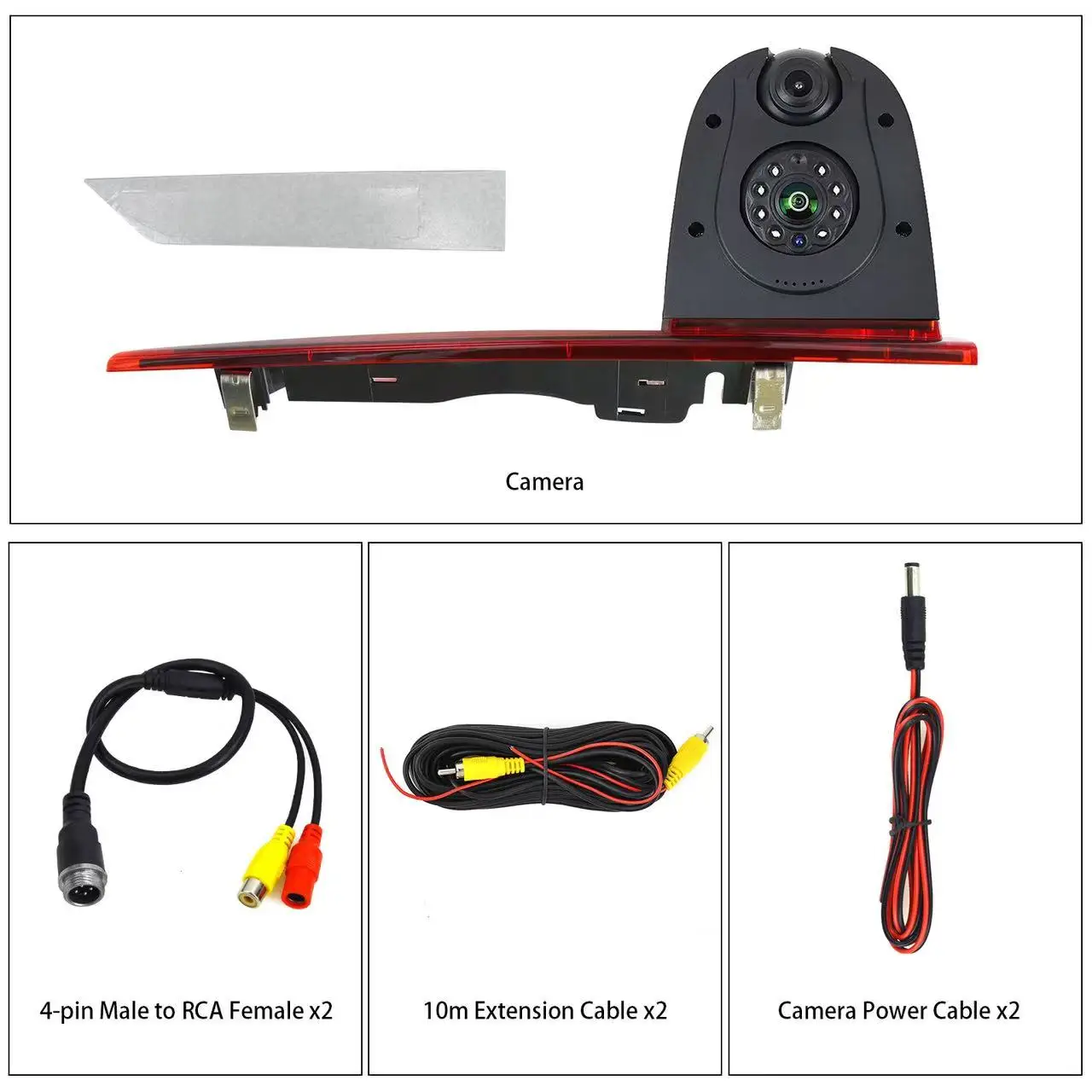 AHD 720P Dual Lens Brake Light Reversing Camera Monitor Kit For Ford Transit Custom With LED Brake Light (From May/2016)