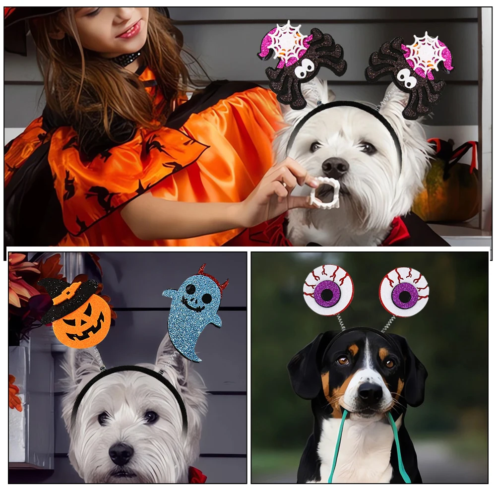 

4 Pcs Pet Headband Halloween Headgear Decor Outdoor Cat Accessories Felt Cloth Cosplay Party Headbands Dog Festival Miss