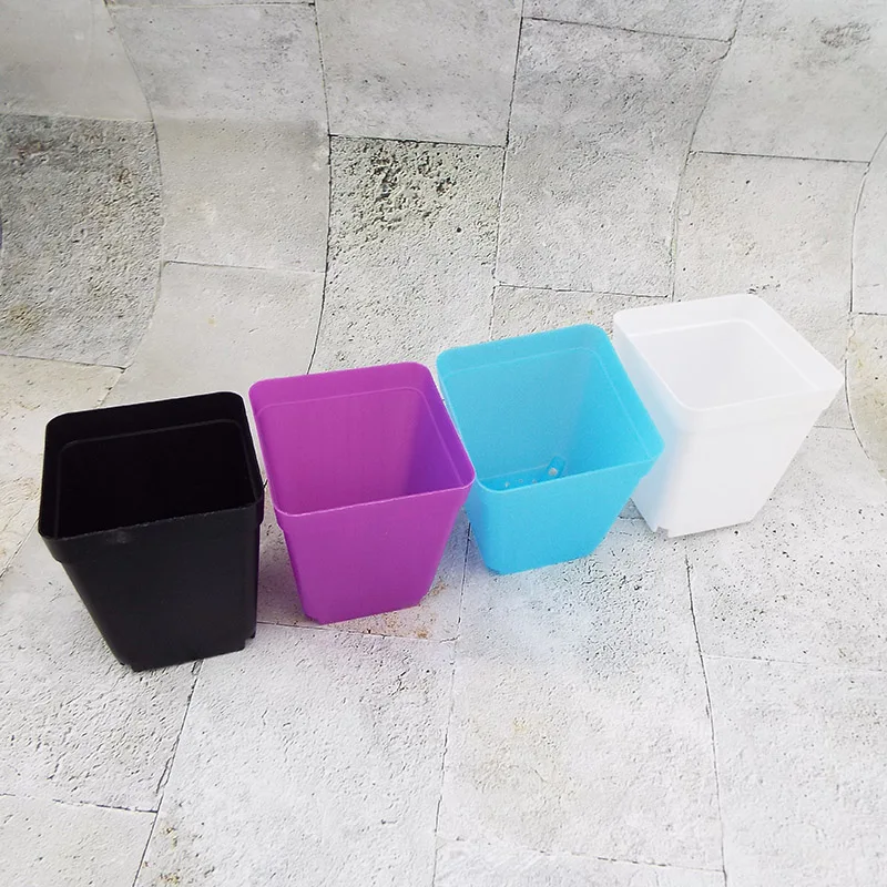 

40X мини пластиковые горшки для выращивания цветов, кашпо, корзины для детских комнат, квадратная чашка plantas для семян растений, растений, суккулентов, оптовая продажа 40