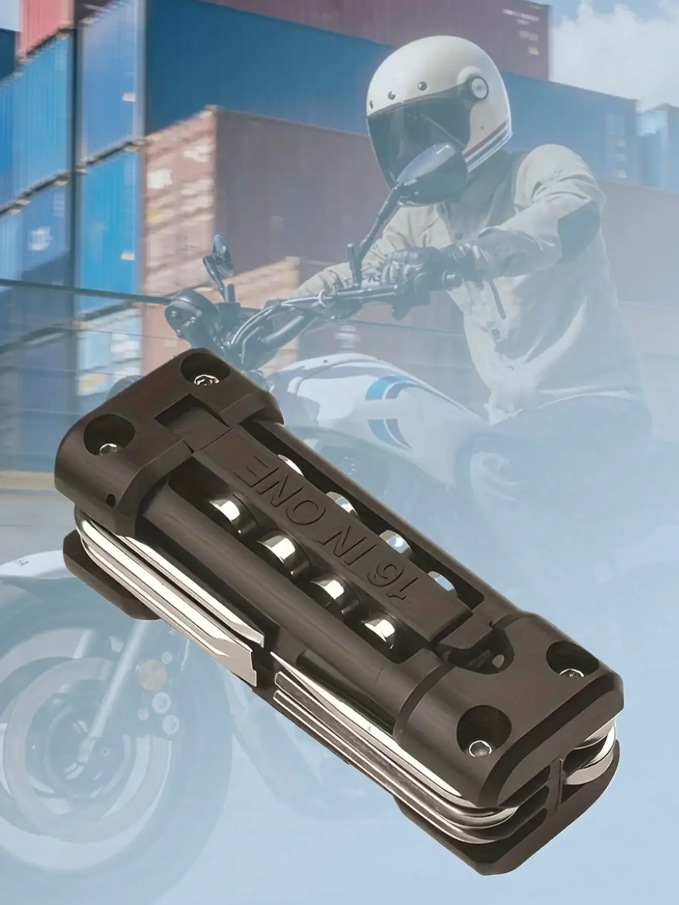 Multi-Function Carbon Steel Folding Tool Kit – Ergonomic Handle & Locking Mechanism, Perfect for Bike & Motorcycle Maintenance