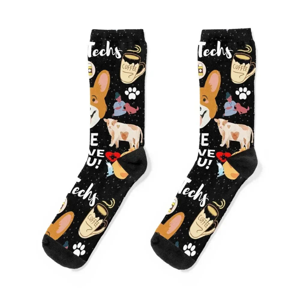 

We love you - Vet techs design - black background Socks shoes sheer Socks Women's Men's