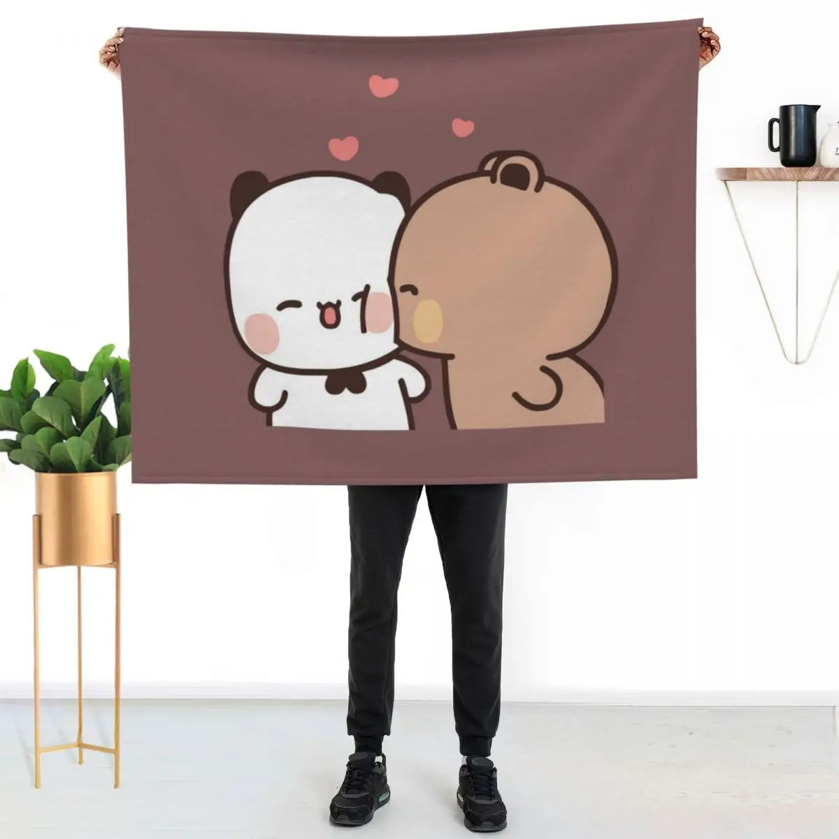 Love kiss from DuDu Bear to BuBu Panda?? Throw Blanket Reusable Durable Soft Blanket for All Seasons