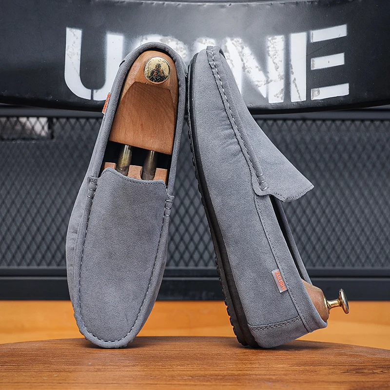 Men's Genuine Leather Loafers Handcrafted Slip-On Shoes Breathable Comfortable Rubber Bottom Casual Formal Shoes