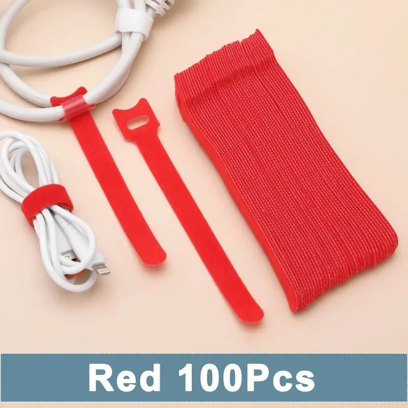 100 STKS 10/15/20 cm Kabelbinders Herbruikbare Sluiting Klittenband Tape Multi-color T-Type Draadbinder Verstelbare Kabelbinders Organizer