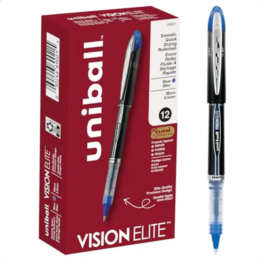 

Ручки-роллеры Vision Elite с тонким микронаконечником 0,5 мм, синие, 12 шт.