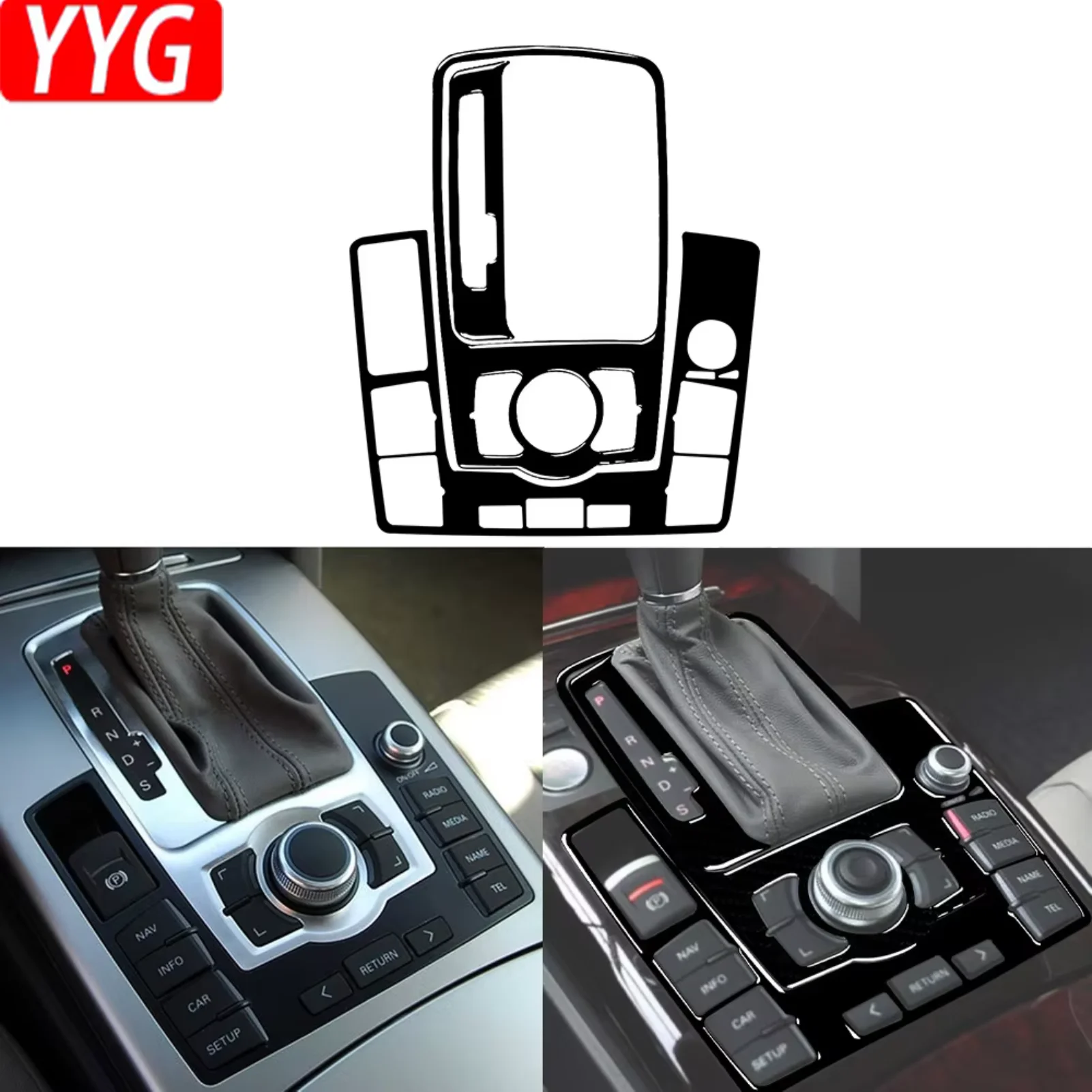 

For Audi A6 S6 C6 2005-2011 Piano Black Centre Gear Shift transmission Panel Cover Car inside Trim Accessories Sticker