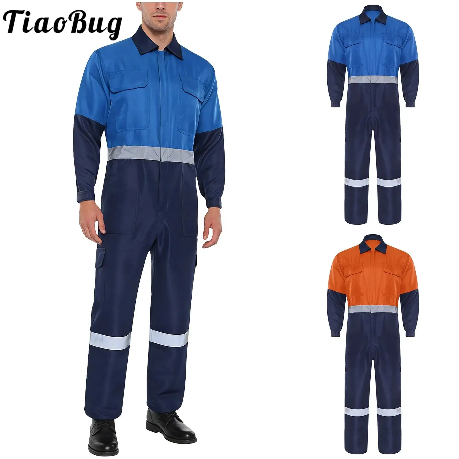 

Мужской заводской пылезащитный комбинезон, рабочая одежда, молния спереди с длинными рукавами и несколькими карманами, цветной блок, боди на все тело, комбинезон