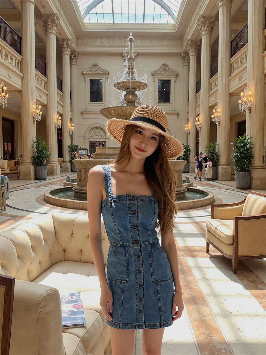 فستان عطلة نسائي أزرق غمد نحيف صغير برباط علوي أشرطة برباط Strappy رسم سلسلة برباط مربوطة متقاطعة