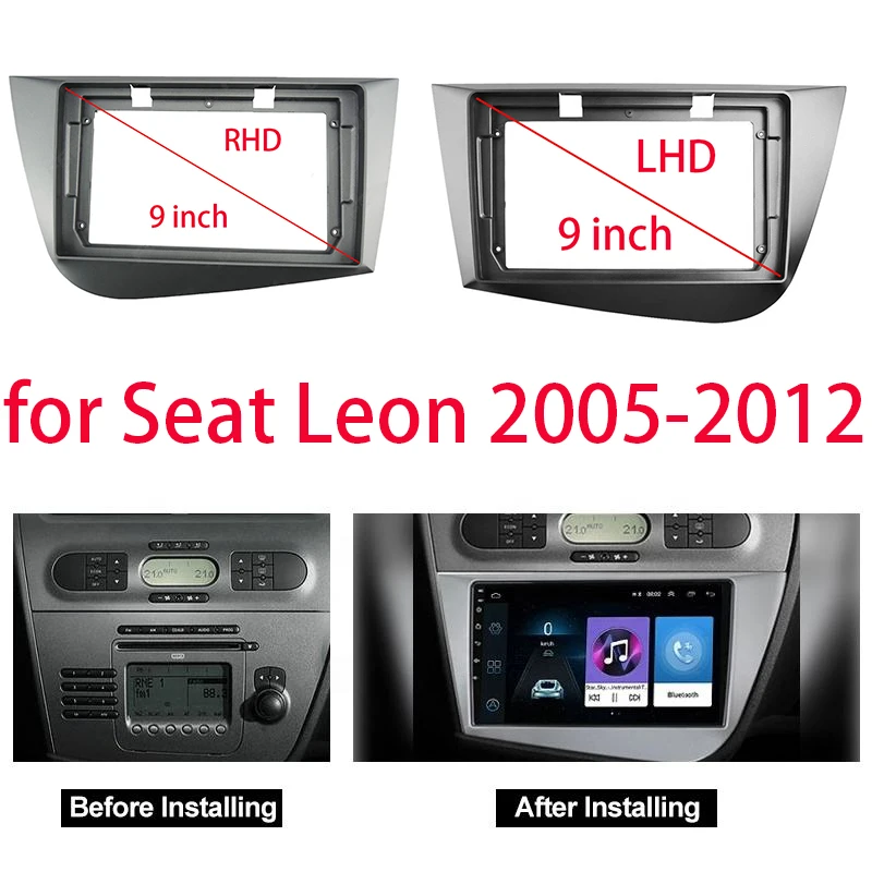 

9 Inch Car Frame Fascia Adapter Android Radio Dash Fitting Panel Kit For Seat Leon 3 Ateca 2005-2012