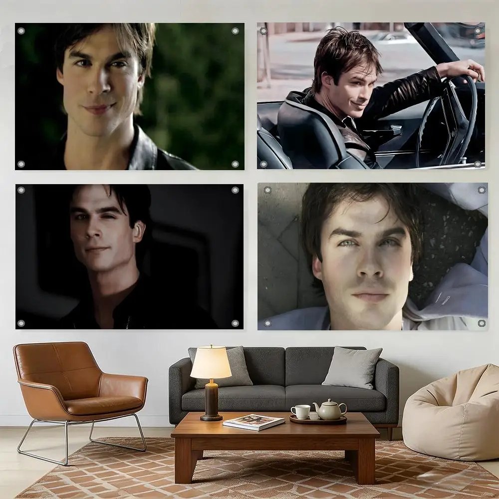 TV-Serie Damon Salvatore Flaggen für Haus, Hof und Garten, Dekobanner – Wandhängende Flagge für drinnen und draußen