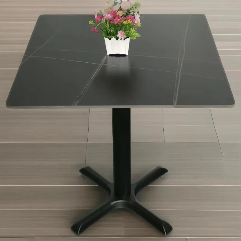 Modern French Design Black Slate Top Dining Table for Outdoor and Indoor Use Waterproof for Garden Restaurant Patio