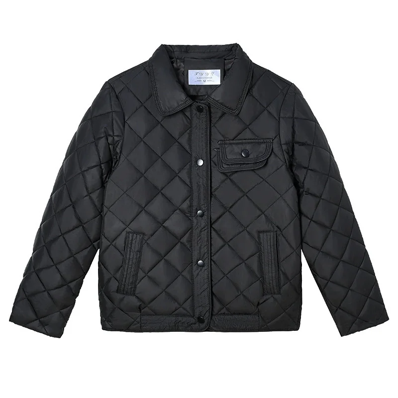 Autumn Winter Coat Women Short Lightweight Down Cotton Jacket Small Fragrance Style Fashion Lapel Cotton Jacket Female Outerwear