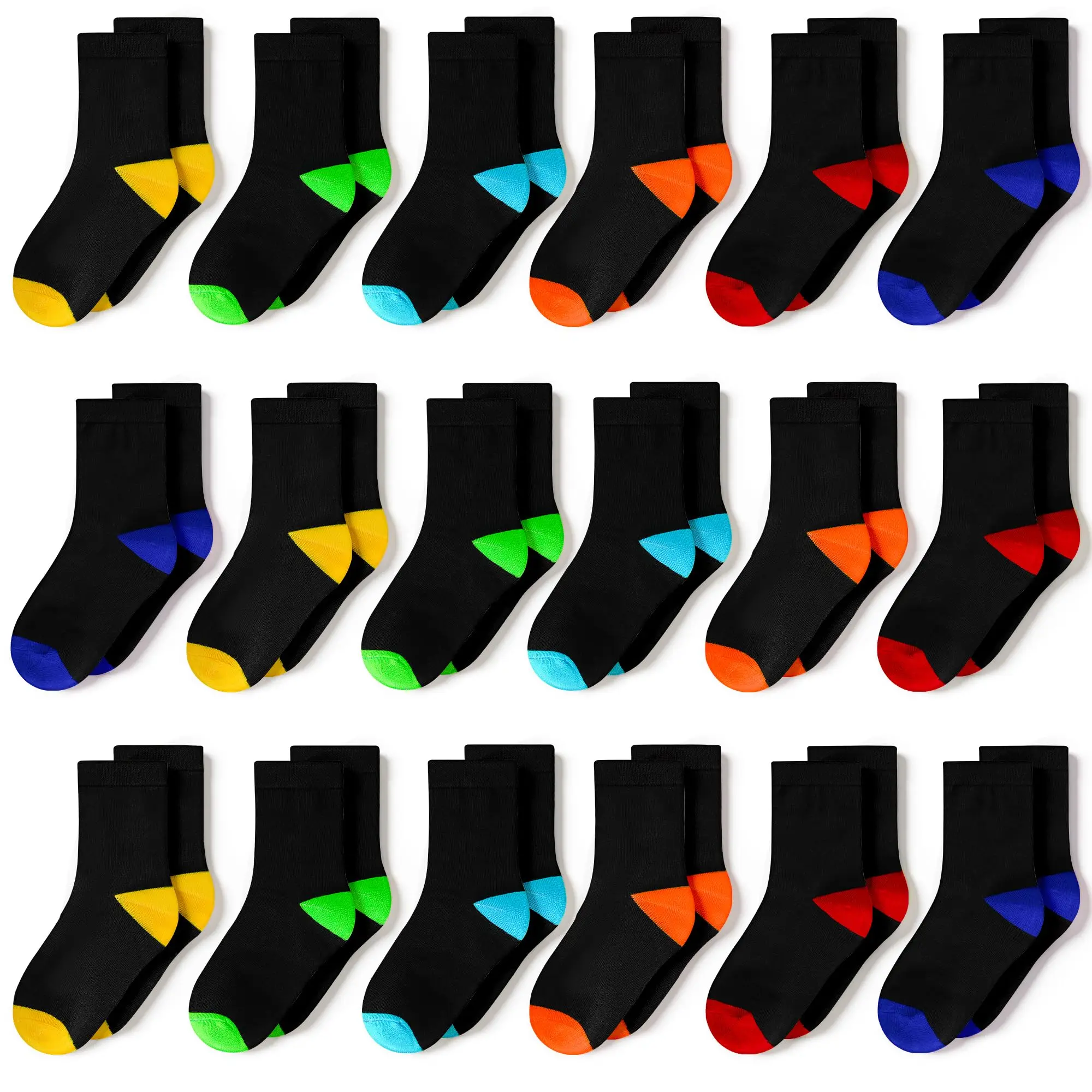 18-Pack Colorful Crew Socks for Kids Ages 1–14 – Soft Breathable Everyday Socks