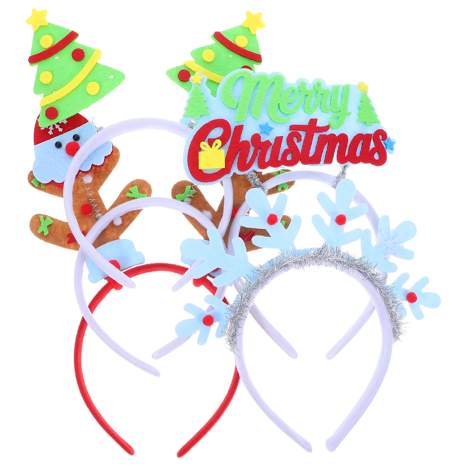 

5Pcs Glow in The Dark Christmas Headbands Reindeer Antlers Snowflake Xmas Party Hair Accessories Holiday Supplies