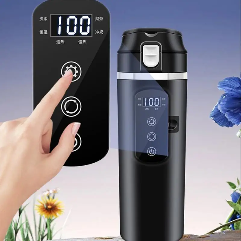 

12V 24V Car Heating heat preservation Cup Stainless Steel Water Warmer Bottle Car Kettle Coffee Mug LCD Display Temperature