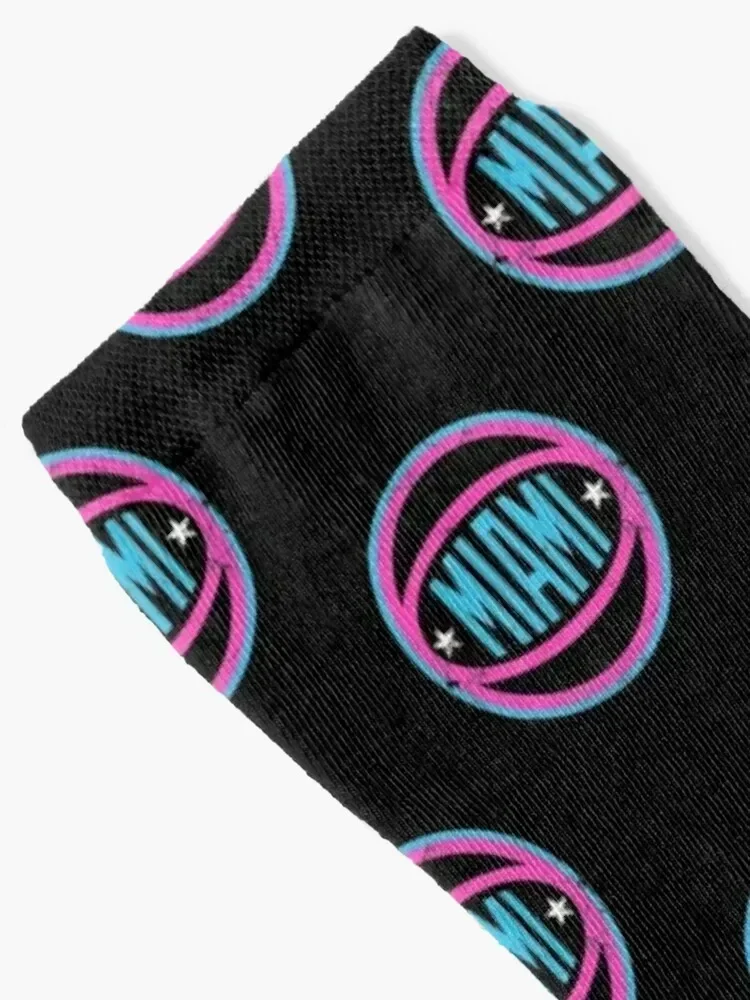 Miami Retro Ball - Black 2 Socks basketball cool bright garter Ladies Socks Men's